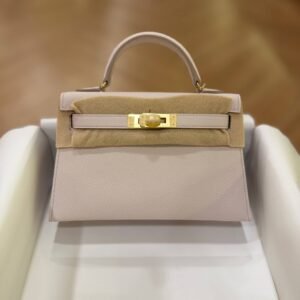 Hermes Mini Kelly 20 Mauve Pale Epsom Leather GHW - Dubai Luxury Items
