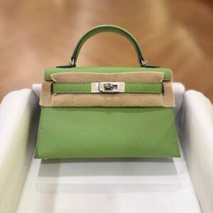 Hermes Mini Kelly 20 Vert Criquet Epsom Leather SHW - Dubai Luxury Items
