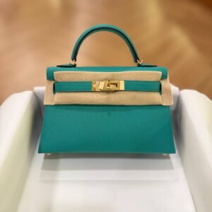 Hermes Mini Kelly 20 Vert Jade Epsom Leather GHW - Dubai Luxury Items