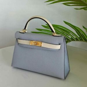 Hermes Mini Kelly Sellier 20 Bleu Pale & Nata Epsom Leather Bag - Dubai Luxury Items