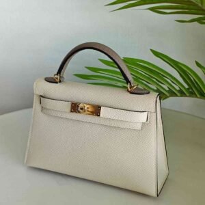 Hermes Mini Kelly Sellier 20 Craie & Nata Epsom Leather Bag - Dubai Luxury Items