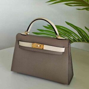 Hermes Mini Kelly Sellier 20 Gris Asphalt & Craie Epsom Leather Bag - Dubai Luxury Items