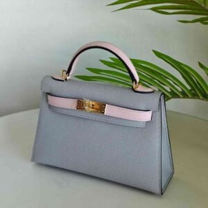 Hermes Mini Kelly Sellier 20 Gris Mouette & Mauve Pale Epsom Leather Bag - Dubai Luxury Items