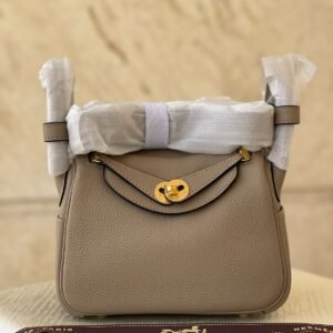 Hermes Mini Lindy Bag In Gris Asphalt Verso Taurillon Clemence Leather - Dubai Luxury Items
