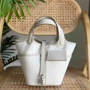 Hermes Picotin Cargo 18 Nata Swift and Toile Canvas Leather Top Handles Bags - Dubai Luxury Items
