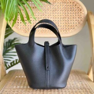 Hermes Picotin Lock 18 Black Taurillon Clemence Leather Top Handles Bags - Dubai Luxury Items