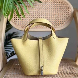 Hermes Picotin Lock 18 jaune Milton Taurillon Clemence Leather Top Handles Bags - Dubai Luxury Items