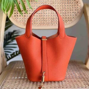 Hermes Picotin Lock 18 Orange Taurillon Clemence Leather Top Handles Bags - Dubai Luxury Items