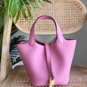 Hermes Picotin Lock 18 Pink Taurillon Clemence Leather Top Handles Bags - Dubai Luxury Items