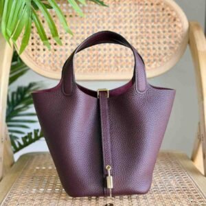 Hermes Picotin Lock 22 Bordeaux Taurillon Clemence Swift Leather Top Handles Bags - Dubai Luxury Items