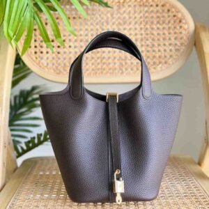 Hermes Picotin Lock 22 Ebene Taurillon Clemence Leather Top Handles Bags - Dubai Luxury Items
