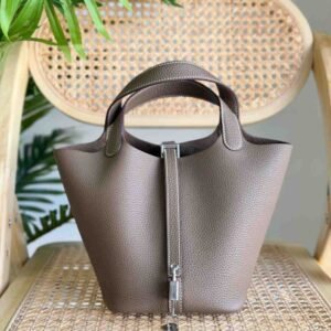 Hermes Picotin Lock 22 Etoupe Taurillon Clemence Leather Top Handles Bags - Dubai Luxury Items