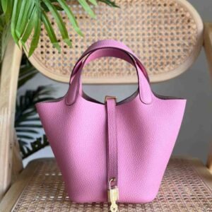 Hermes Picotin Lock 22 Pink Taurillon Clemence Leather Top Handles Bags - Dubai Luxury Items