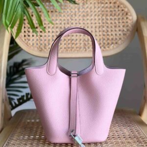 Hermes Picotin Lock 22 Rose Sakura Taurillon Clemence Leather Top Handles Bags - Dubai Luxury Items