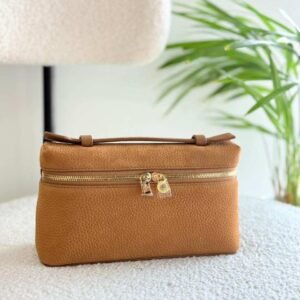 Loro Piana Camel Grained Calfskin Leather Extra Pocket L19 Pouch - Dubai Luxury Items
