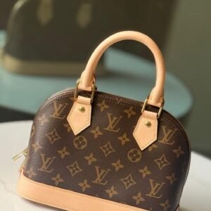 Louis Vuitton Alma BB Brown And Tan Monogram Coated Canvas Leather Handbag - Dubai Luxury Items