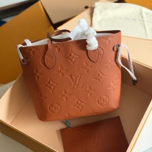 Louis Vuitton Neverfull MM Cognac Monogram Empreinte Leather Tote Bag