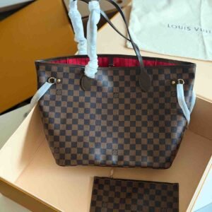 Louis Vuitton Neverfull MM Ebene Damier Azur Coated Canvas Tote Bag - Dubai Luxury Items