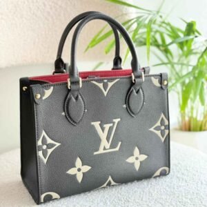 Louis Vuitton Onthego PM Black & Beige Giant Empreinte Monogram Canvas Tote Bag - Dubai Luxury Items