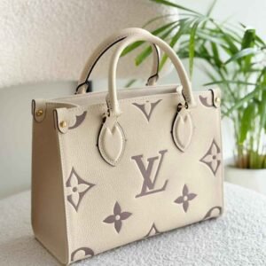 Louis Vuitton Onthego PM Creme Bois De Rose Giant Empreinte Monogram Canvas Tote Bag - Dubai Luxury Items