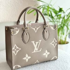 Louis Vuitton Onthego PM Tourterelle Beige Giant Empreinte Monogram Canvas Tote Bag - Dubai Luxury Items
