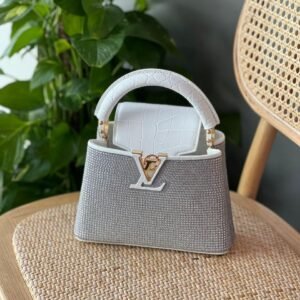 Louis Vuitton Silver Pearl and Beaded Embroidery Crocodile-embossed Top Capucines Mini Bag - Dubai Luxury Items
