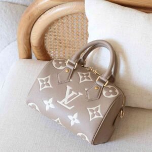 Louis Vuitton Speedy 20 Bandouliere Beige Empreinte Monogram Giant Handbag - Dubai Luxury Items