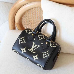 Louis Vuitton Speedy 20 Bandouliere Black & Beige Monogram Empreinte Giant Handbag - Dubai Luxury Items