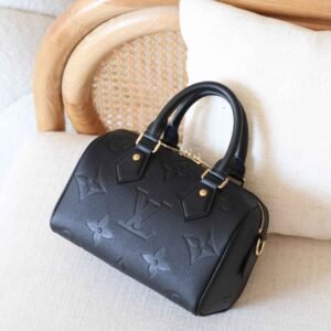 Louis Vuitton Speedy 20 Bandouliere Black Monogram Empreinte Leather Handbag - Dubai Luxury Items