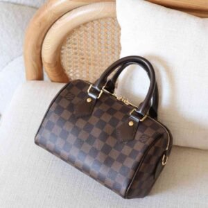 Louis Vuitton Speedy 20 Bandouliere Brown Damier Ebene Canvas Handbag - Dubai Luxury Items