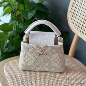 Louis Vuitton Vanilla Embroidered Monogram Flowers Leather Capucines Mini Bag - Dubai Luxury Items