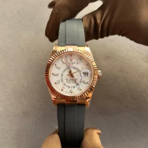 Rolex Sky-Dweller Rose Gold White Dial Oysterflex - Luxury Master Copy Dubai