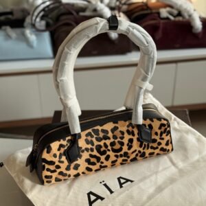 Shop Alaia Medium Le Teckel Brown Calf Hair Leopard Print