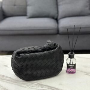 Shop Bottega Veneta Mini Jodie Black Intrecciato Bag