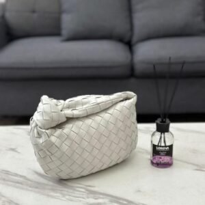 Shop Bottega Veneta Mini Jodie White Intrecciato Bag