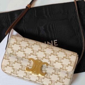 Shop Celine Shoulder Bag Claude Triomphe White | Dubai Luxury Items