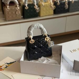 Shop Dior Lady Dior Mini Black Patent Bag | Dubai Luxury Items