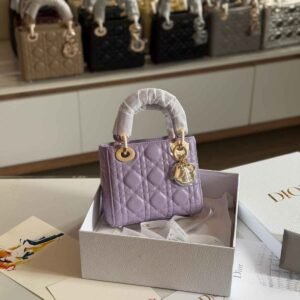 Shop Dior Lady Dior Mini Lilac Lambskin Bag | Dubai Luxury Items