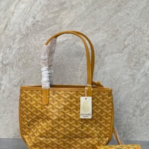 Shop Goyard Anjou Mini Tote Bag Yellow Canvas Leather
