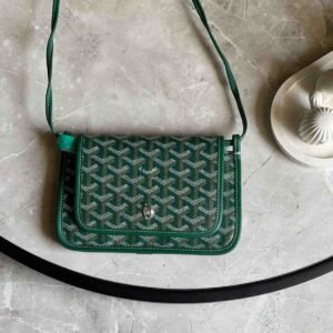 Shop Goyard Plumet Pouch-Wallet Green Goyardine Canvas