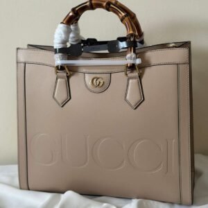 Shop Gucci Diana Small Tote Bag Beige Leather