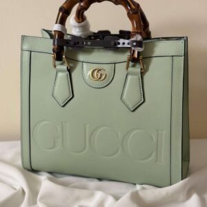 Shop Gucci Diana Small Tote Pale Green Leather Bag