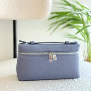 Shop Loro Piana Cold Denim Grained Calfskin L19 Pouch