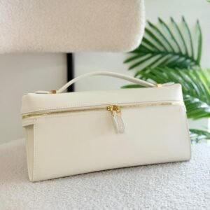 Shop Loro Piana Whisper White Calfskin L29 Extra Clutch