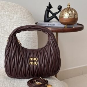 Shop Miu Miu Wander Bag Mini Dark Brown Leather
