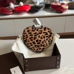 Shop Premium Alaia Le Coeur Bag Beige & Black Leopard Print