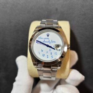 Unique Rolex Datejust 116300 41mm Custom “Who Cares I am already Late” - Luxury Master Copy Dubai